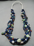 One Of The Best Vintage Navajo Tubule Lapis Native American Necklace-Nativo Arts