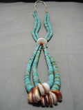 Amazing Vintage Native American Navajo Santo Domingo Heishi Shell #8 Turquoise Necklace-Nativo Arts