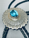 Godber Turquoise Vintage Native American Navajo Sterling Silver Bolo Tie-Nativo Arts