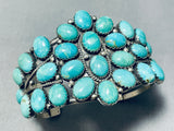 Gorgeous Vintage Native American Navajo Earth Blue Turquoise Cluster Sterling Silver Bracelet-Nativo Arts