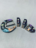 One Of The Most Intricate Vintage Native American Navajo Turquoise Sterling Silver Ranger Buckle-Nativo Arts