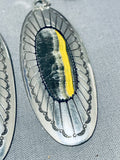 Tommy Nez Biggest Native American Navajo Honeybee Jasper Sterling Silver Earrings-Nativo Arts