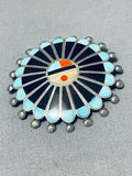 Striking Vintage Native American Zuni Turquoise Sterling Silver Sunface Pin/ Pendant-Nativo Arts