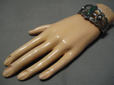Vintage Native American Navajo Bracelet Early 1900's Sterling Silver Cerrillos Turquoise-Nativo Arts