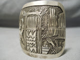 Detailed Becenti Family Native American Navajo Sterling Silver Intricate Bracelet-Nativo Arts