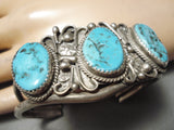 Amazing Vintage Native American Navajo Turquoise Sterling Silver Bracelet Old-Nativo Arts