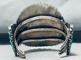 One Of The Best Ever Vintage Native American Navajo Turquoise Cluster Sterling Silver Bracelet-Nativo Arts