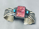 Unique Native American Navajo Purple Spiny Oyster Blue Gem Turquoise Sterling Silver Bracelet-Nativo Arts