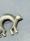 Whimsical Vintage Native American Navajo Sterling Silver Cat Pin-Nativo Arts