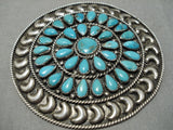 Important Vintage Native American Navajo Victor Moses Begay Turquoise Sterling Silver Pin Old-Nativo Arts