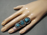 One Of Biggest Best Vintage Native American Navajo Jess Martinez Turquoise Sterling Silver Ring-Nativo Arts