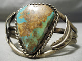 Museum Vintage Native American Navajo Royston Turquoise Sterling Silver Leaf Bracelet Old-Nativo Arts