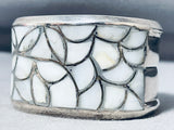 Astonishing Vintage Native American Zuni Mother Of Pearl Sterling Silver Bracelet-Nativo Arts