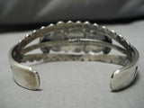 Wow Detailed!! Vintage Native American Navajo Old Kingman Turquoise Sterling Silver Bracelet-Nativo Arts