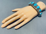 Awesome Vintage Native American Navajo 9 Morenci Turquoise Sterling Silver Bracelet-Nativo Arts