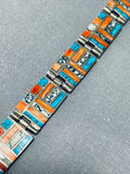One Of The Most Intricate Vintage Native American Navajo Turquoise Sterling Silver Bracelet-Nativo Arts
