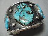 Museum Vintage Native American Navajo Morenci Turquoise Sterling Silver Bracelet Old-Nativo Arts