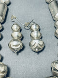 One Of The Most Unique Vintage Native American Navajo Tubule Sterling Silver Necklace Set-Nativo Arts