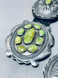 Rare Vintage Native American Navajo Green Turquoise Sterling Silver Concho Belt-Nativo Arts