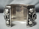 Huge Howling Coyote Vintage Native American Navajo Turquoise Sterling Silver Bracelet-Nativo Arts
