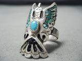 So Much Detail Vintage Native American Navajo Turquoise Sterling Silver Bird Ring Old-Nativo Arts