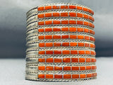 One Of The Tallest Coral Sterling Silver Native American Zuni Bracelet Ever-Nativo Arts