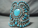One Of The Best Native American Navajo Turquois Esterling Silver Bracelet-Nativo Arts