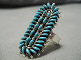 Marvelous Vintage Zuni Native American Turquoise Snake Eyes Sterling Silver Ring-Nativo Arts