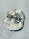Signed Native American Navajo Old Kingman Turquoise Sterling Silver Cowboy Hat Ring-Nativo Arts