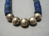One Of The Best Vintage Native American Navajo Lapis Heishi Sterling Silver Necklace Old-Nativo Arts