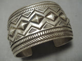 Important Native American Navajo Calvin Martinez Sterling Silver Repoussed Heavy Bracelet-Nativo Arts
