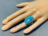 Excellent San Felipe Signed Kingman Turquoise Sterling Silver Ring-Nativo Arts