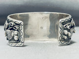 One Of The Best Vintage Native American Navajo Sterling Silver Leaf Bracelet Cuff-Nativo Arts