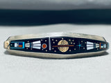 Very Intricate Outer Space Native American Navajo Turquoise Sterling Silver Bracelet-Nativo Arts