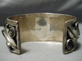 Important Vintage Native American Navajo Al Chee Eagle Turquoise Sterling Silver Bracelet Old-Nativo Arts