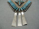 Amazing Vintage Zuni Native American Turquoise Sterling Silver Necklace-Nativo Arts
