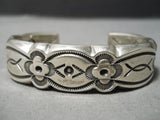 Thick And Heavy!! Vintage Native American Navajo Important Sterling Silver Bracelet-Nativo Arts
