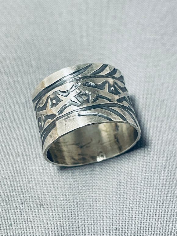 Impressive San Felipe Sterling Silver Ring Signed Jake Froncosa-Nativo Arts