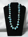 Tremendous Vintage Native American Navajo Turquoise Sterling Silver Necklace Old-Nativo Arts
