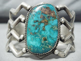 Very Rare Vintage Native American Navajo Green Bisbee Turquoise Sterling Silver Bracelet-Nativo Arts