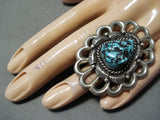 Tremendous Vintage Navajo Turquoise Sterling Silver Ring Native American Old-Nativo Arts