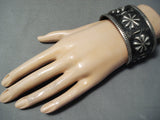 Fabulous Navajo Wide Sterling Silver Bracelet Native American-Nativo Arts