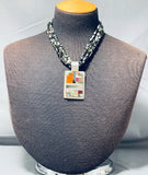 Native American Important Santo Domingo Turquoise Coral Sterling Silver Inlay Necklace-Nativo Arts