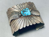 Mind Boggling Vintage Mens Native American Navajo Turquoise Sterling Silver Bracelet-Nativo Arts