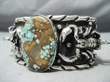 Crazy Heavy Scorpion Native American #8 Turquoise Sterling Silver Bracelet-Nativo Arts