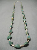 Native American Amazing Vintage Santo Domingo Green Turquoise Sterling Silver Necklace-Nativo Arts