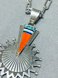 Important Vintage Native American Navajo Richard Begay Spur Sterling Silver Inlay Necklace-Nativo Arts