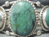 Spectacular Vintage Native American Navajo Green Turquoise Sterling Silver Bracelet-Nativo Arts