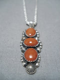 Exceptional Jeanette Dale Navajo Coral Sterling Silver Native American Necklace-Nativo Arts