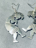 Important Native American Navajo Sterling Silver Kokopelli Earrings-Nativo Arts